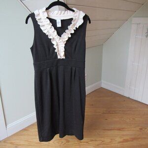 London Times Ruffle Accent Black Dress Size 10